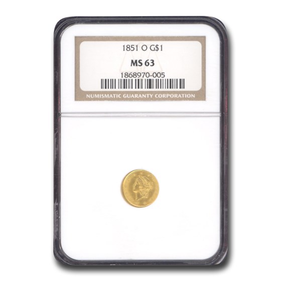 1851-O $1 Liberty Head Gold MS-63 NGC 1851-O $1 Liberty Head Gold MS-63 NGC